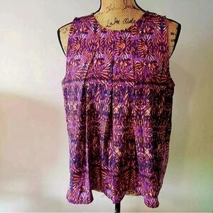 Jack Top Sleeveless Blouse High Low High Neck Purple Orange Women's Medium M EUC